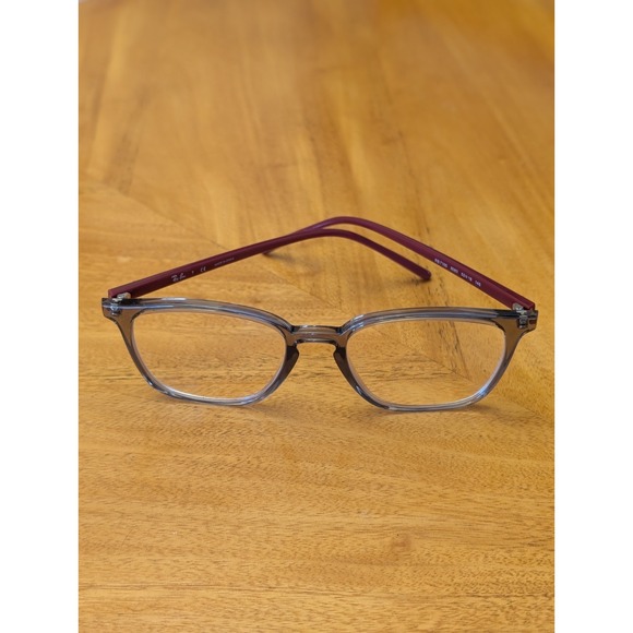 Ray-Ban Accessories - RAY-BAN RB7185 8083 Gray Crystal/Burgundy Red Eyeglasses Frame 52-18-145